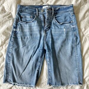 LOFT High Rise Skinny Bermuda Jean Shorts